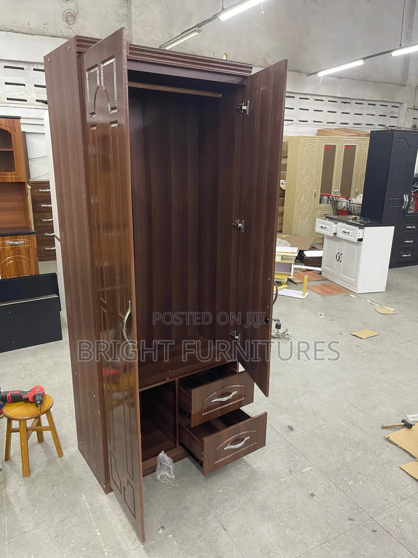2 Doors Wardrobe With Drawers and Mirror