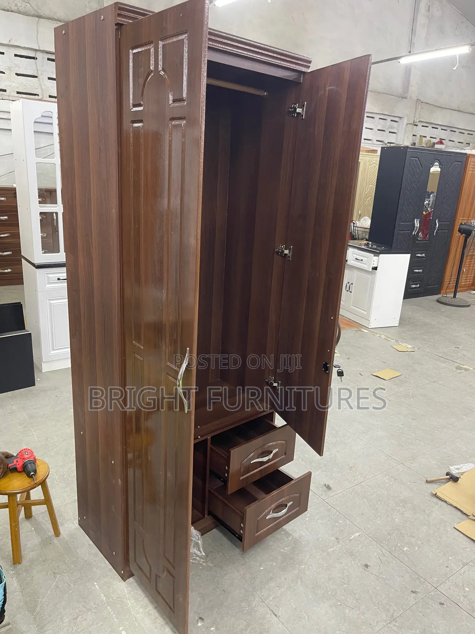 2 Doors Wardrobe With Drawers and Mirror