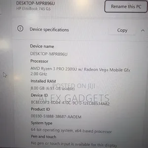 Laptop HP EliteBook 745 G5 8GB AMD Ryzen 3 SSD 128GB