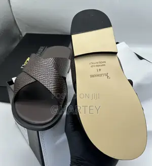 Billionaire Men’S Leather Casual Slippers in Coffee Color