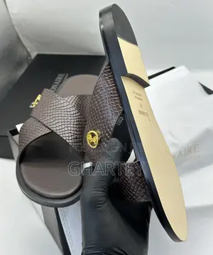 Billionaire Men’S Leather Casual Slippers in Coffee Color