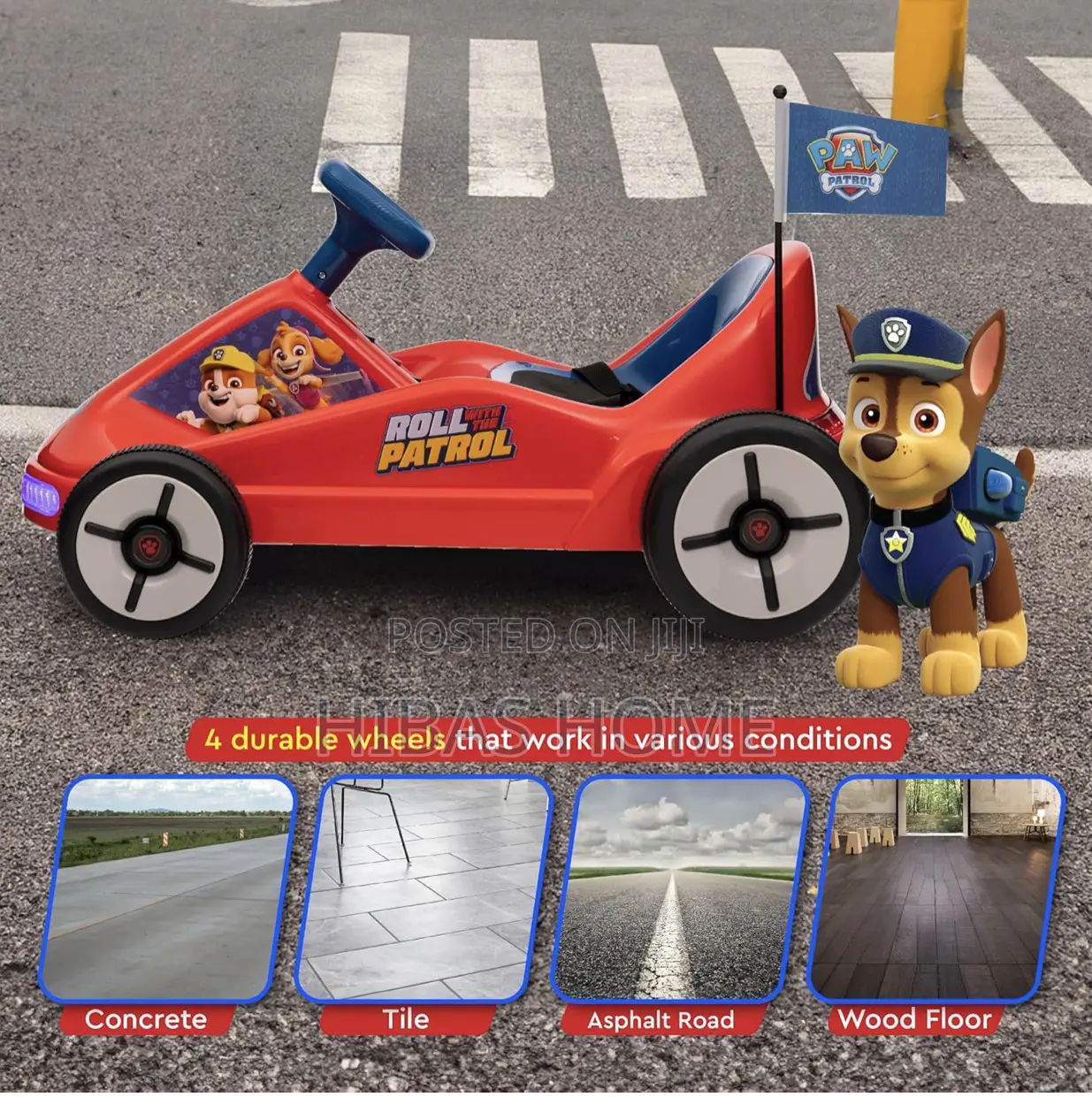 Paw Patrol Chase Go Kart, Lights,Mp3 Jack,Remote Control