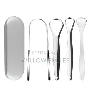 4-in-1 Stainless Steel Tongue Scrapper in a Case