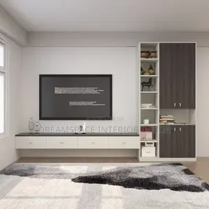 Luxury Floating Tv Console With Led Lighting Stone Finish