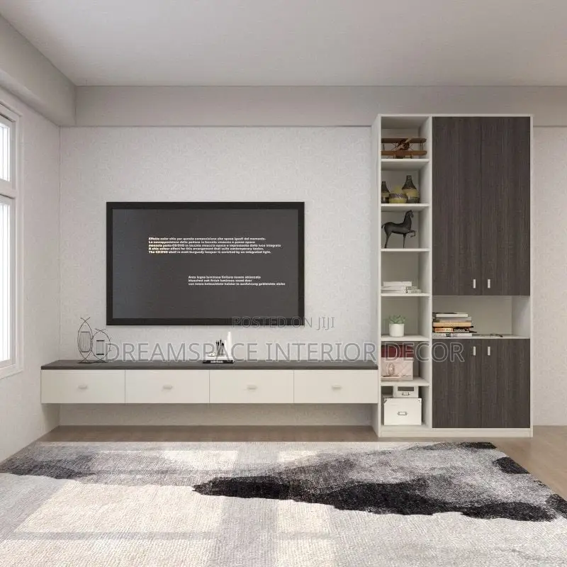 Luxury Floating Tv Console With Led Lighting Stone Finish