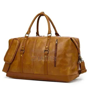 Quality Waterproof Leather Material Duffle Bag || Brown