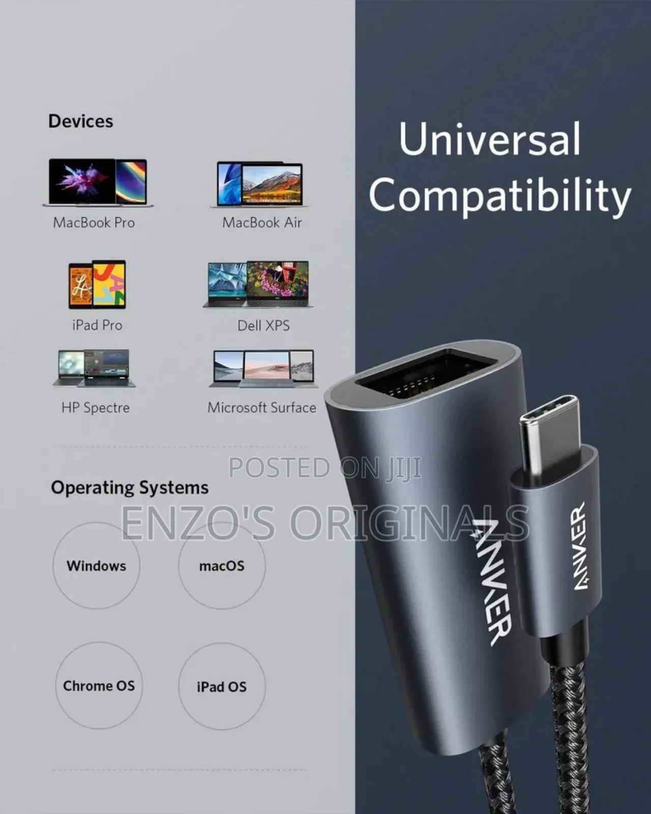 Usb-C to Lan Network Rj45 Gigabit Ethernet Adapter Anker Brand
