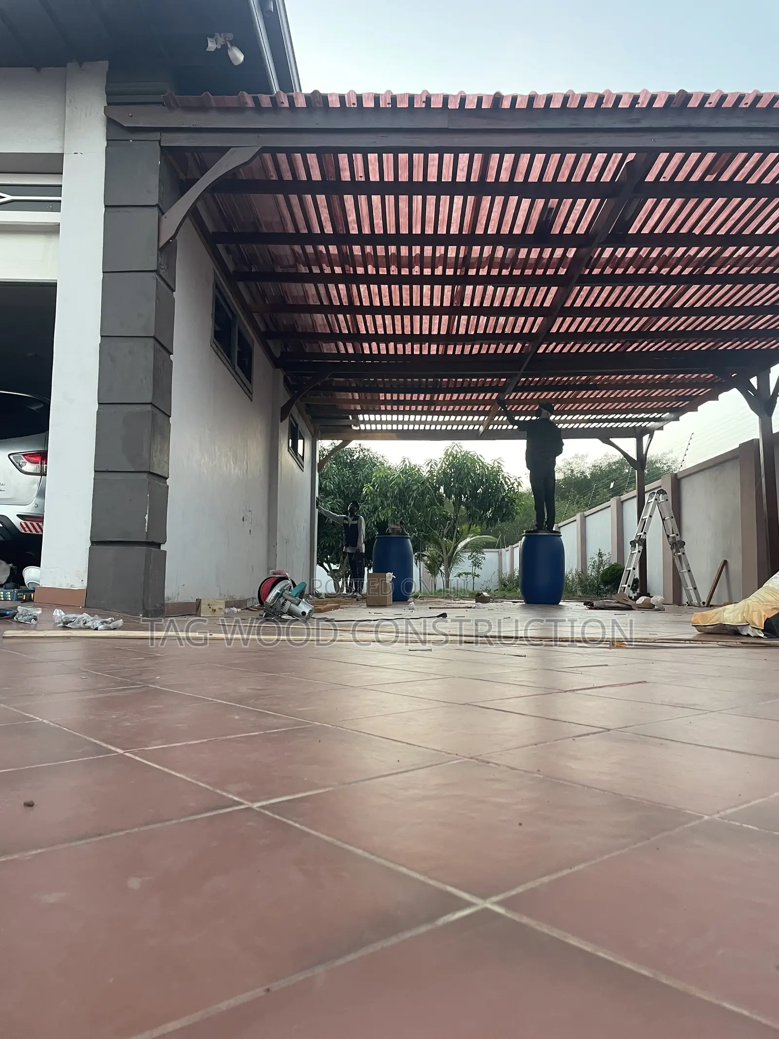 Pergola Attached to a War