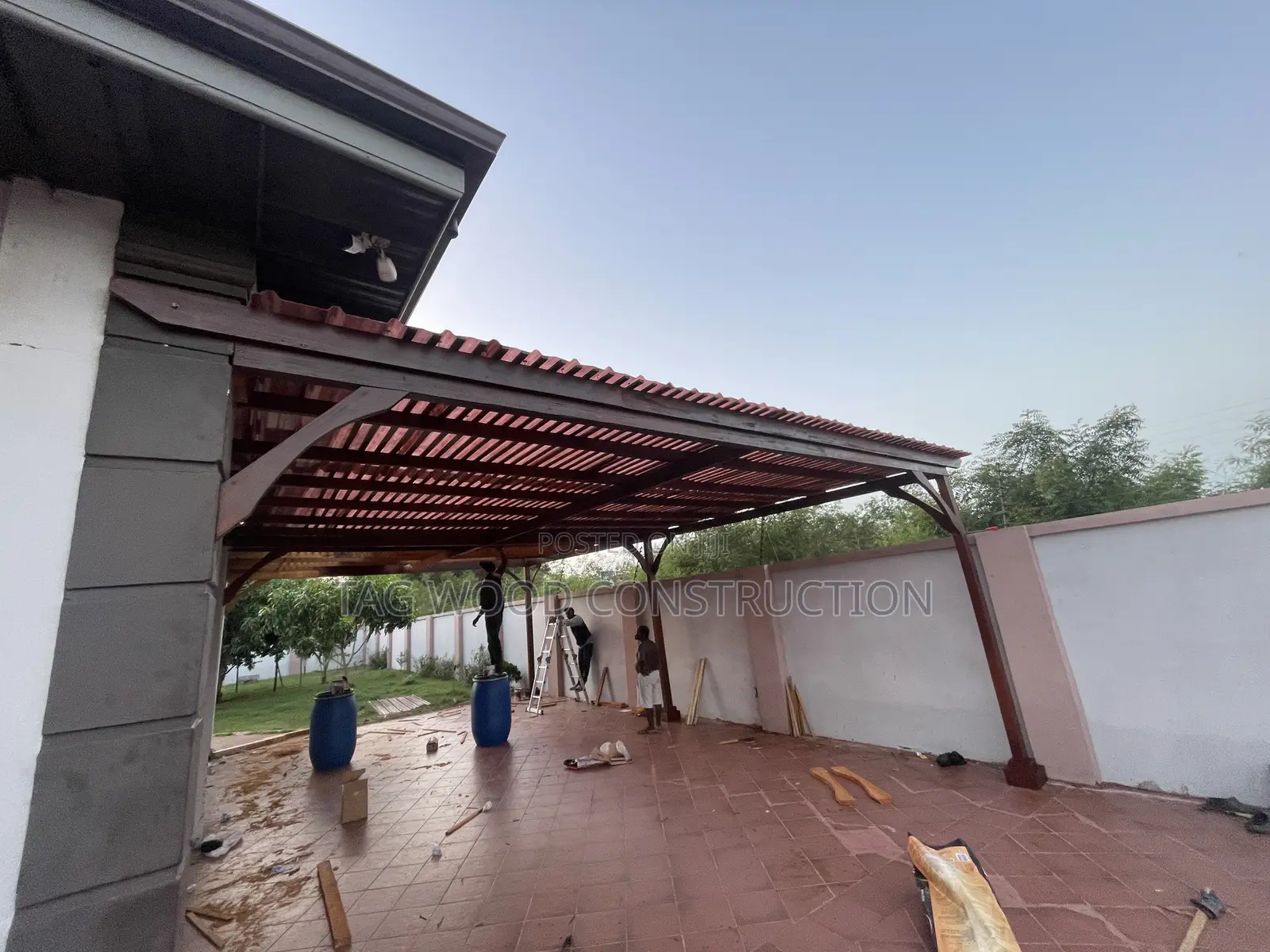 Pergola Attached to a War