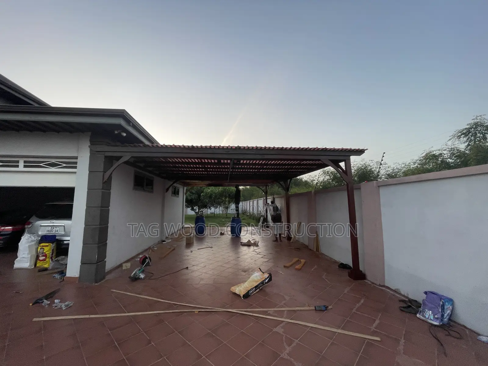 Pergola Attached to a War