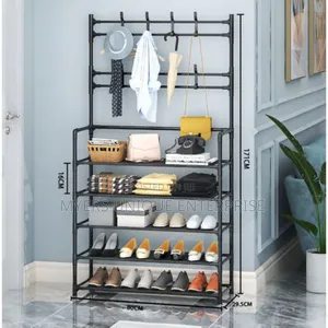 5 Tier Shoe Rack With Hangers for Dresses and Hats