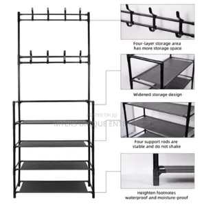 Metal Shoe Rack With Coat Hanger