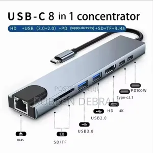 Usb C Hub 8 in 1 Type C 3.1 to Hdmi Adapter With Rj45 Sd