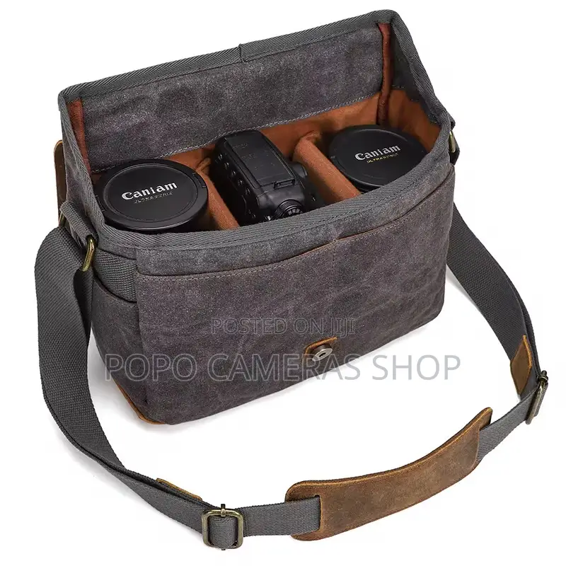 Xk986 Leather and Canvas Camera Side Bag