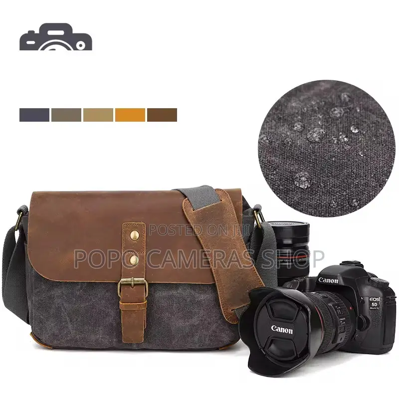 Xk986 Leather and Canvas Camera Side Bag