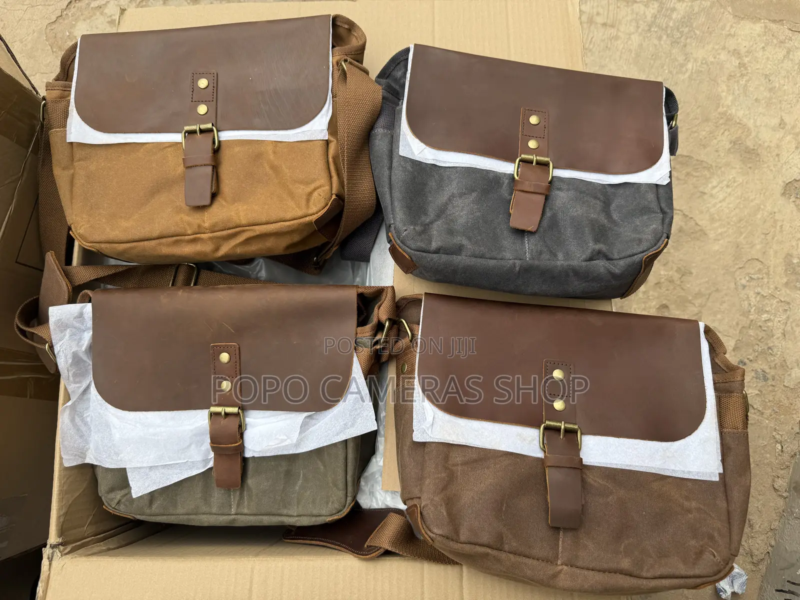 Xk986 Leather and Canvas Camera Side Bag