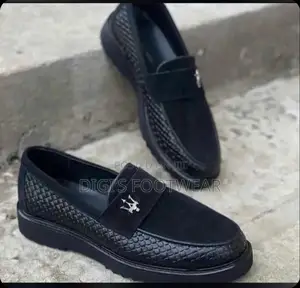 Black Suede and Design Leather Shoe