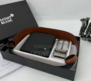 Mont-Blanc Men’S Bifold Flip Id Wallet + Belt