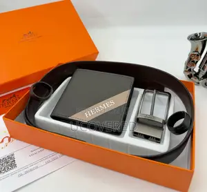 Hermes Men’S Bifold Flip Id Wallet + Belt