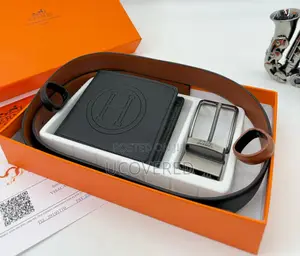 Hermes Men’S Bifold Flip Id Wallet + Belt
