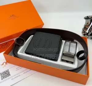 Hermes Men’S Bifold Flip Id Wallet + Belt
