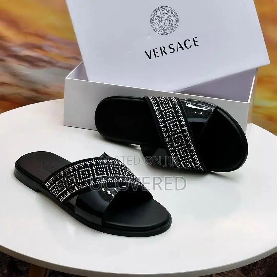 Versace Men’S Nantucket Cross Strap Sandal/Slippers