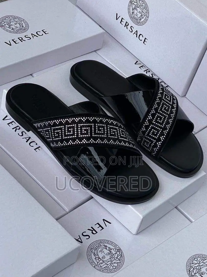Versace Men’S Nantucket Cross Strap Sandal/Slippers