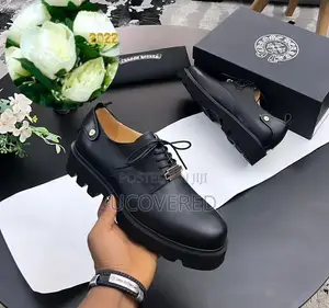 Balenciaga Men’S Leather Platform Oxford Lace Up Shoes