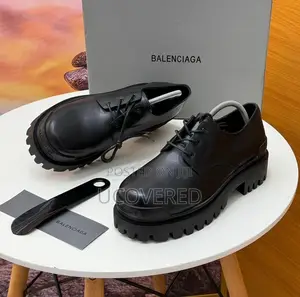 Balenciaga Men’S Leather Platform Oxford Lace Up Shoes