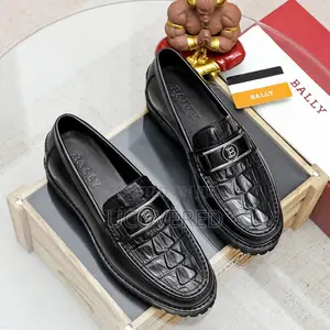Bally Men’S Crocodile Pattern Leather Slip on Loafers
