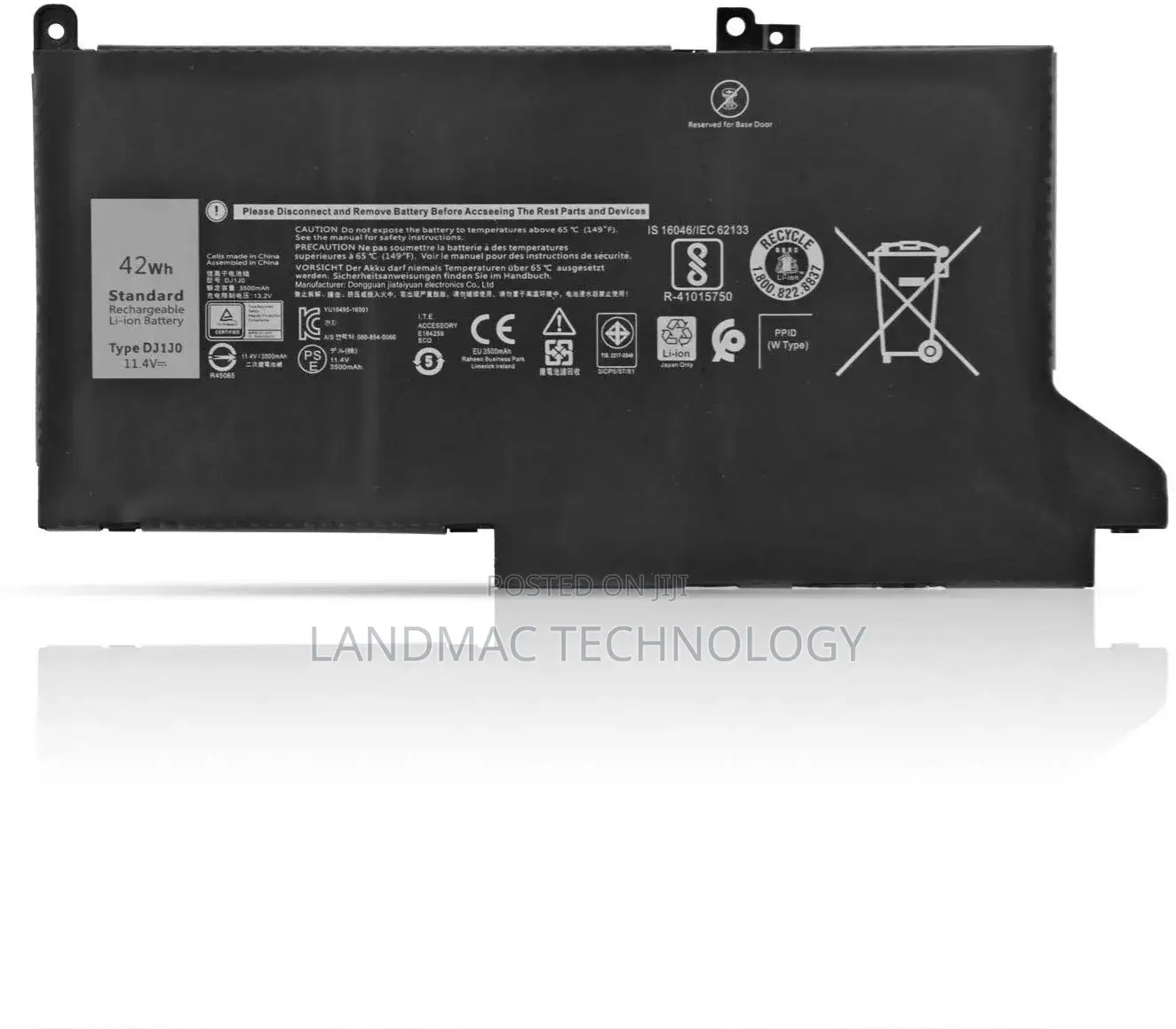 Dell Dj1j0, Latitude 7280 11.4v 42wh Li-Ion Laptop Battery