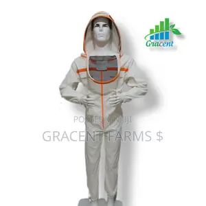3-Zipper Cream Colour Astronaut Beekeeping Jumpsuit + Pair of Gloves