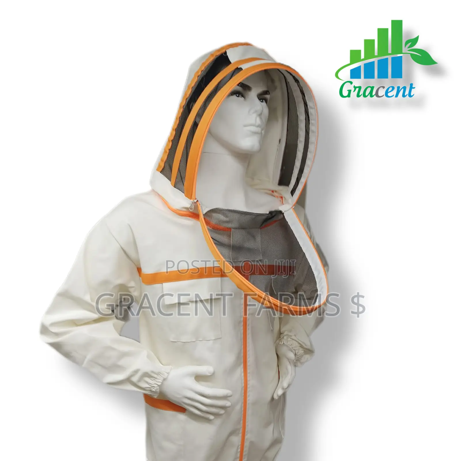 3-Zipper Cream Colour Astronaut Beekeeping Jumpsuit + Pair of Gloves