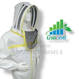 3-Zipper Cream Colour Astronaut Beekeeping Jumpsuit + Pair of Gloves