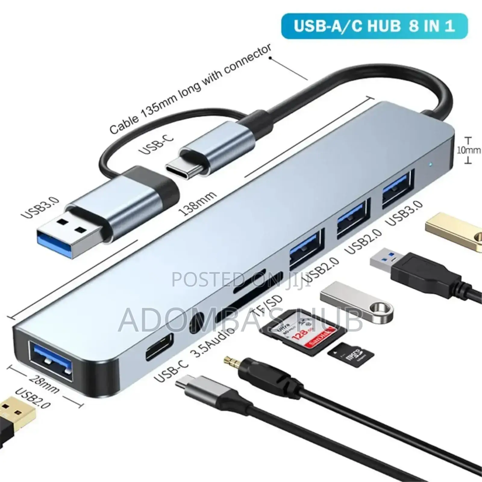8 in 1 Type C Hub Docking Station