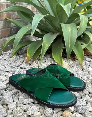 Green Suede Crossed Chunk Slipper