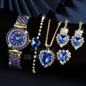 5pcs Auximax Women's Watch Necklace Jewelry Set
