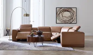 Lovro 6pc Leather Sectional With Recliners Console FRM Usa