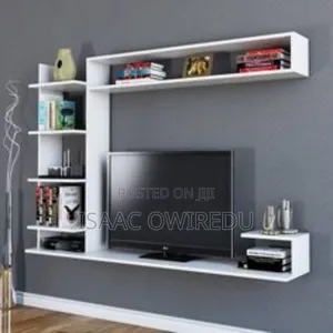 Television Wall Mount Design With Multi Shelves