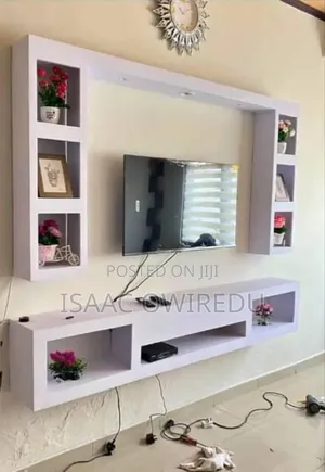 Television Wall Mount Design With Shelves