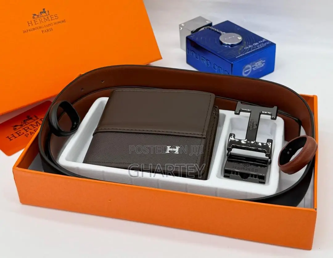 Hermes Simple/Designer Buckle Bels Wallet Combo Set