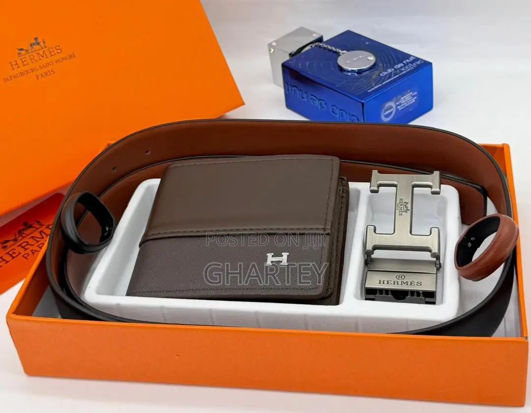 Hermes Simple/Designer Buckle Bels Wallet Combo Set