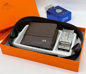 Hermes Simple/Designer Buckle Bels Wallet Combo Set