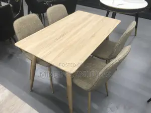 Quality Wooden Dining Table With Material Chairs