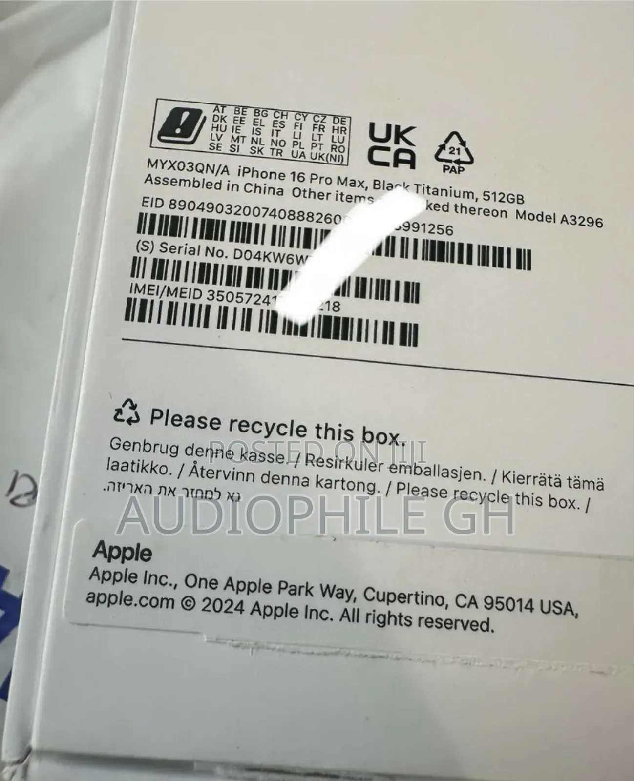 New Apple iPhone 16 Pro Max 512 GB Black