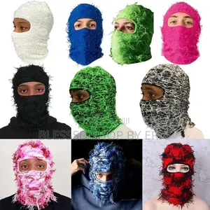 Ski Mask Fuzzy Type. Yeat Balaclava With Distressed Material