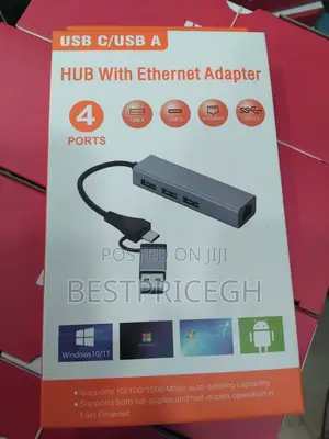 Usb C/ Usb a Hub With Ethernet Adapter 4 Ports