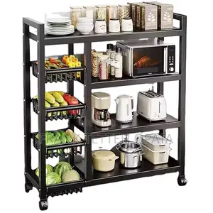 Kitchen Rack With Vegetable Shelves Rolling Wheels
