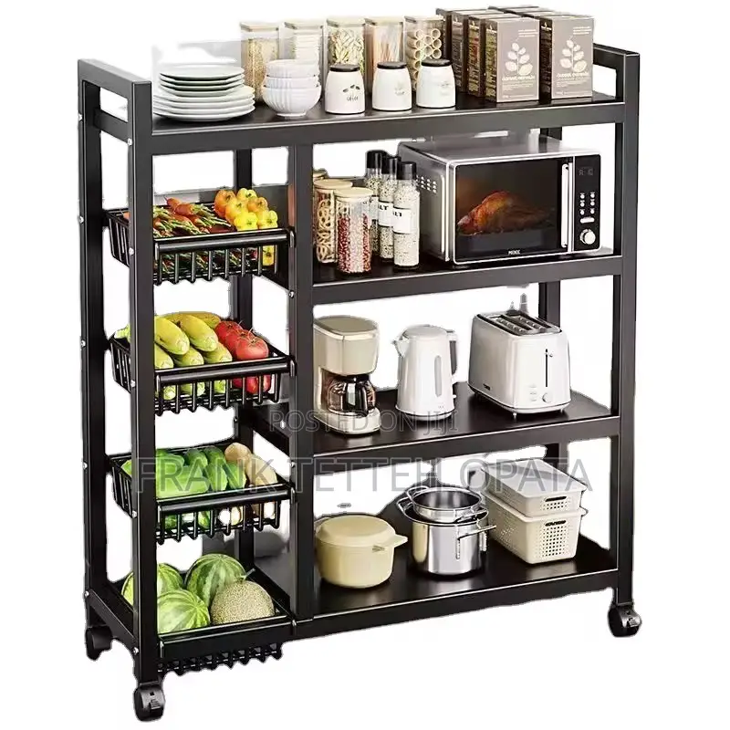 Kitchen Rack With Vegetable Shelves Rolling Wheels