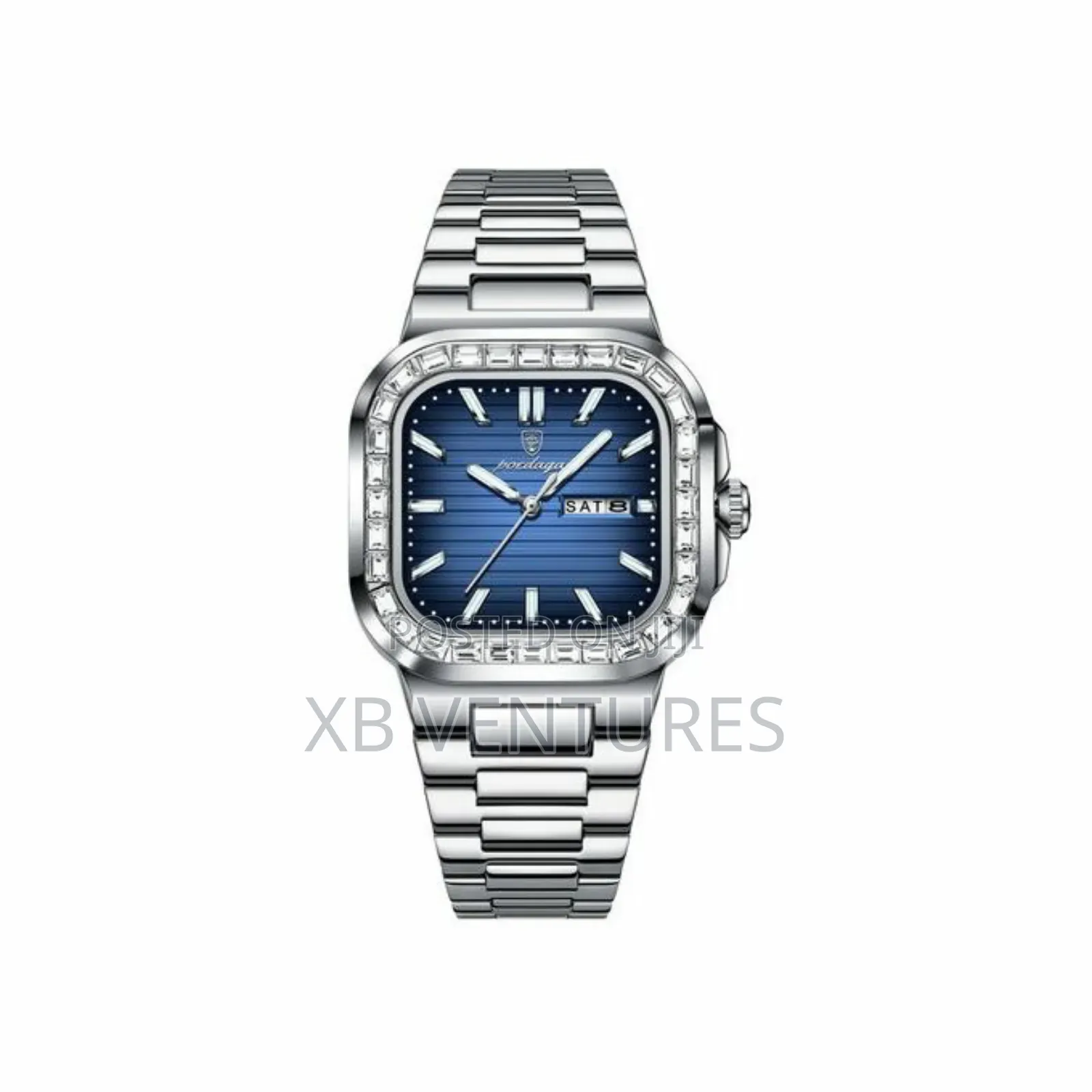 Poardag Men's Wristwatch Fashion Waterproof Blue Sliver